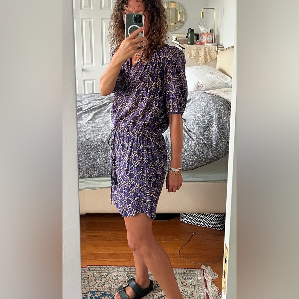 Ulla Johnson Purple and Black Cotton Floral Dress, size 2
